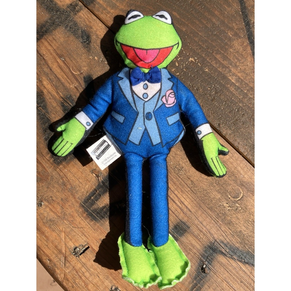 Vintage Kermit the Frog Plush Tuxedo 8" Blockbuster 1998 Jim Henson Muppets